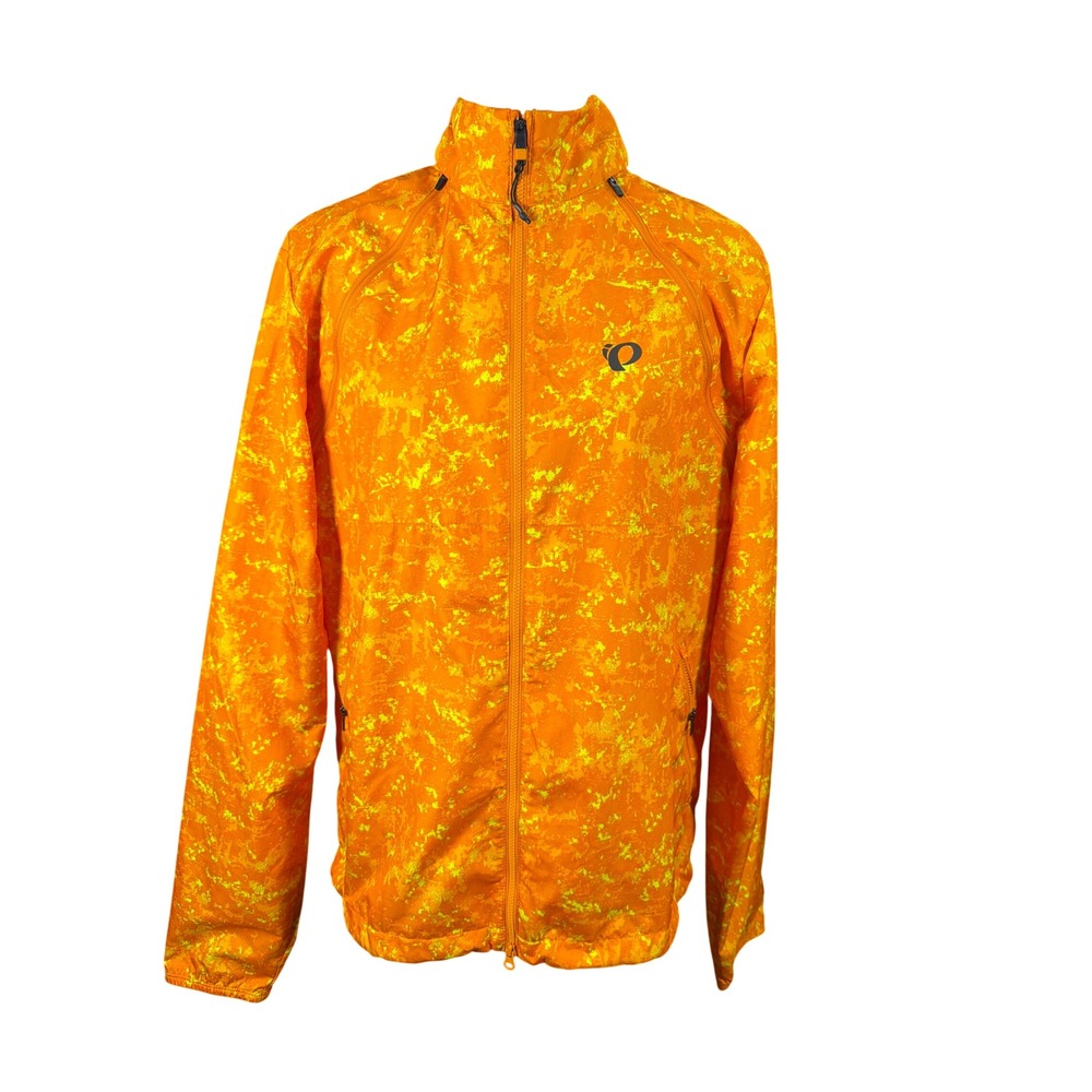 Pearl Izumi Mens Cycling Windbreaker Jacket Orange Yellow High Vis Full Zip XL